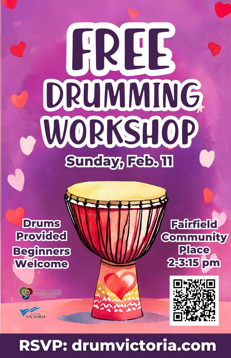 Free Drumming Workshop - May 7th @ Fairfield Gonzales Community Association
