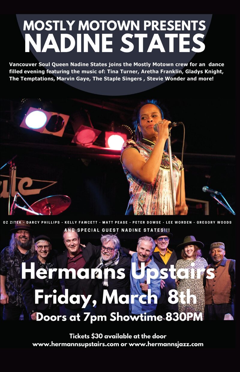 Mostly Motown featuring Nadine States - Jun 4th @ Hermann's Upstairs