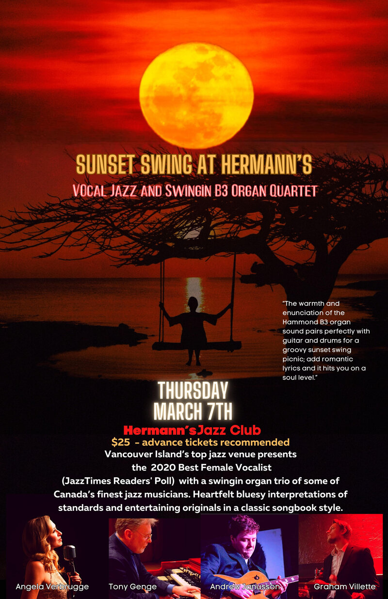 Sunset Swing: Vocal Jazz and Swingin' B3 Organ Quartet - Jun 10th @ Hermann's Jazz Club