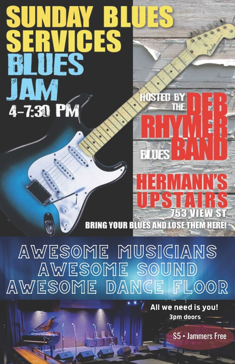 Blues Jam hosted by the Deb Rhymer Blues Band - Jun 7th @ Hermann's Upstairs