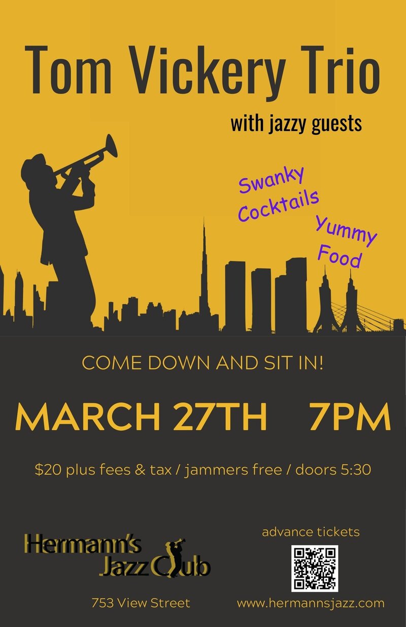 Tom Vickery Trio & Jazzy Guests - Jun 5th @ Hermann's Jazz Club