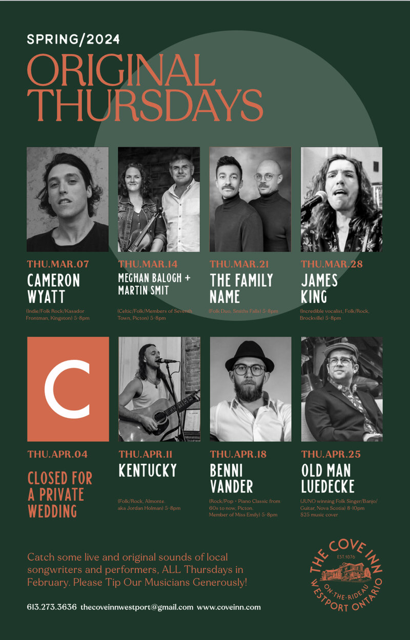 Original Thursdays: Kentucky @ The Cove Inn Mar 7 2024 - May 15th @ The Cove Inn