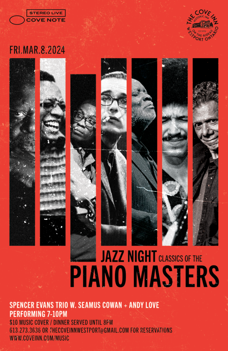 Jazz Night: Classics of the Piano Masters &ndash; Spencer Evans Trio - May 6th @ The Cove Inn