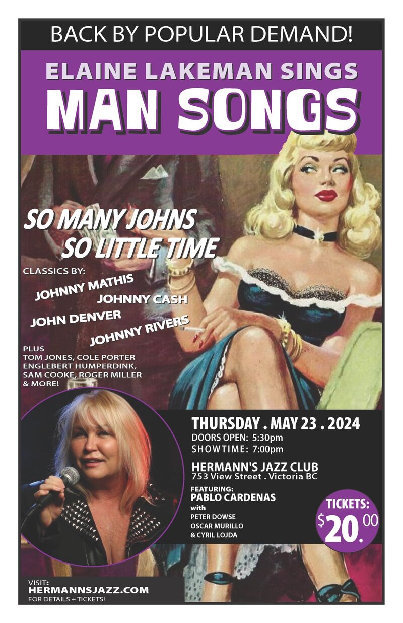 Elaine Lakeman sings Man Songs - May 7th @ Hermann's Jazz Club