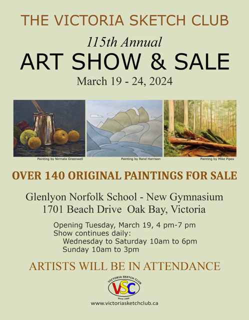 Victoria Sketch Club 115th Annual Art Show & Sale - Jun 3rd @ Victoria Sketch Club