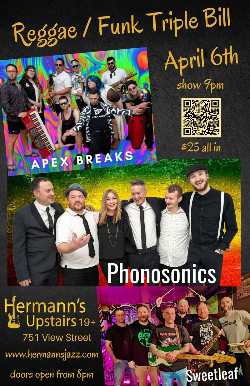 Reggae/Funk Triple Bill: Phonosonics | Apex Breaks | Sweetleaf - May 14th @ Hermann's Upstairs