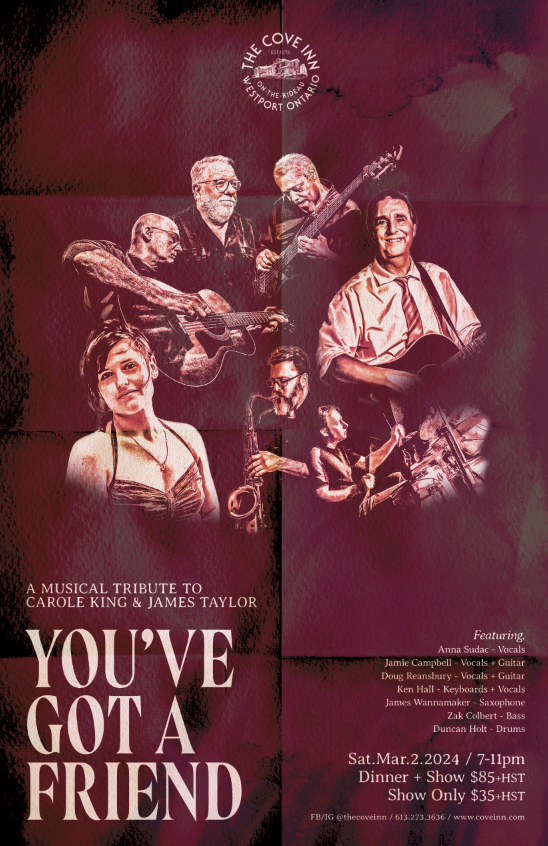 You've Got a Friend: A Musical Tribute to Carole King + James Taylor - May 11th @ The Cove Inn