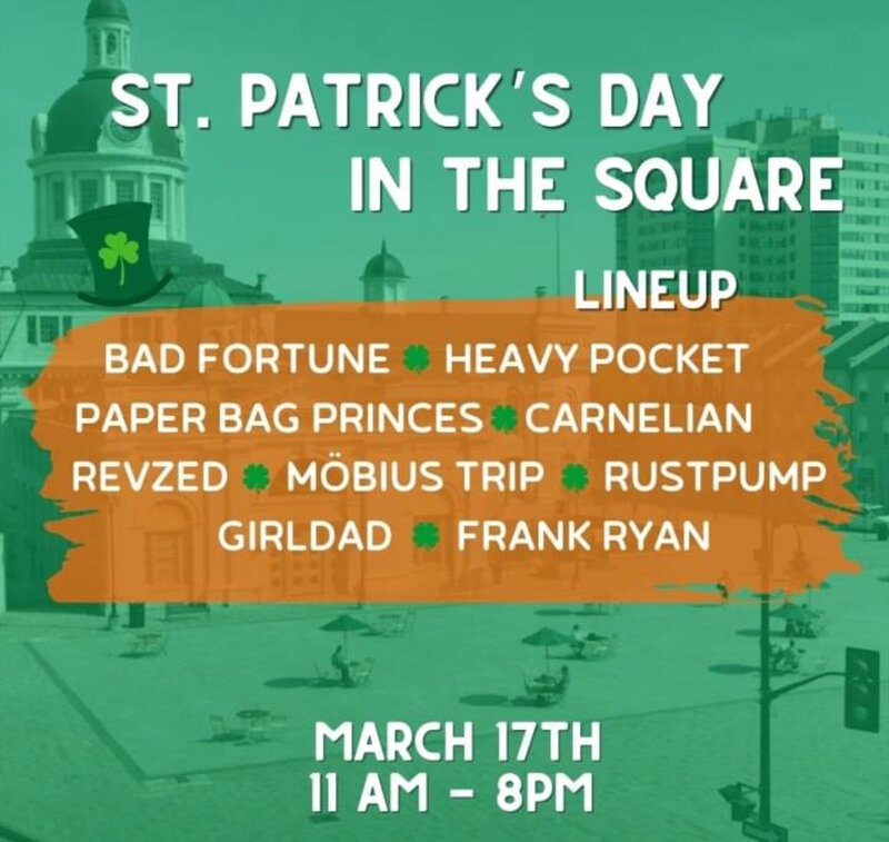 Bad Fortune, Heavy Pocket, Paper Bag Princes, Carnelian, RevZed, M&ouml;bius Trip, RustPump, girldad, Frank Ryan @ Springer Market Square Mar 17 2024 - Apr 30th @ Springer Market Square