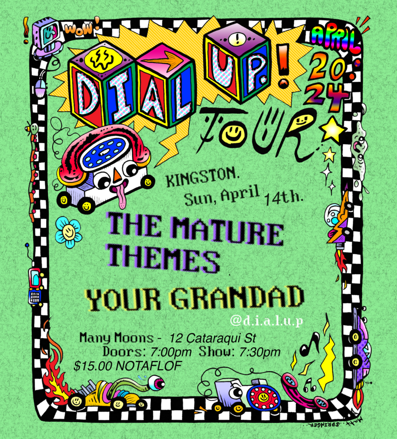Dial Up, Your Grandad, The Mature Themes @ Many Moons Events Apr 14 2024 - May 2nd @ Many Moons Events