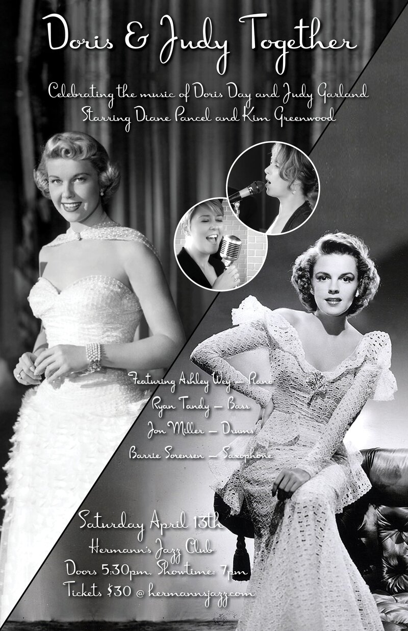Doris & Judy Together - Celebrating the music of Doris Day and Judy Garland - May 8th @ Hermann's Jazz Club