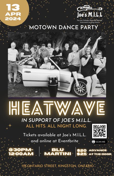 HEATWAVE MOTOWN DANCE PARTY in support of JOE'S M.I.L.L. - May 7th @ Blu Martini
