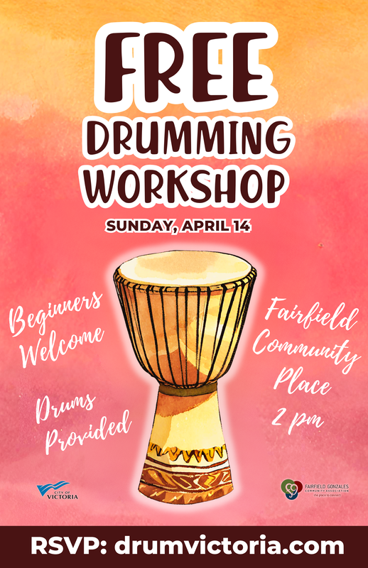 Free Drumming Workshop - Jun 10th @ The workshop location is the Gary Oak Room of the Fairfield Comm