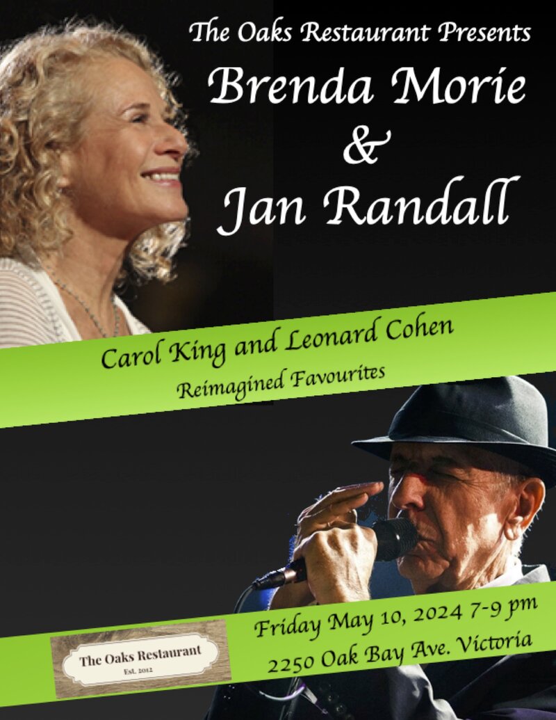 Brenda Morie and Jan Randall Celebrate the Songs of Carol King and Leonard Cohen: Brenda Morie, Jan Randall @ The Oaks Restaurant - May 10, 2024