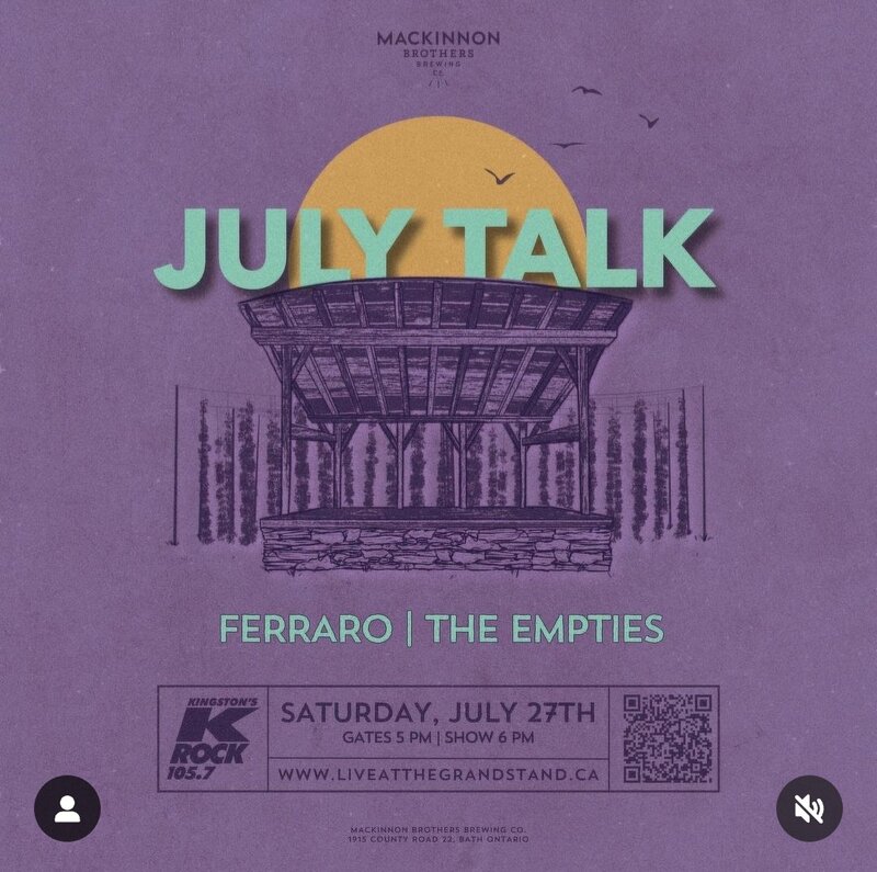 Live at the Grandstand: July Talk, Ferraro, The Empties @ The Grandstand Jul 27 2024 - May 7th @ The Grandstand