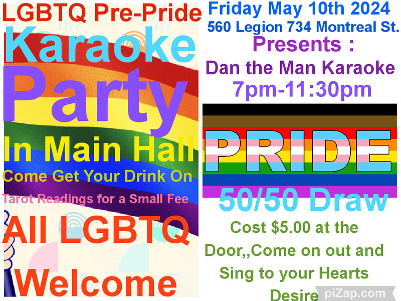 LGBTQ pre-Pride karaoke party - May 6th @ Royal Canadian Legion Branch 560