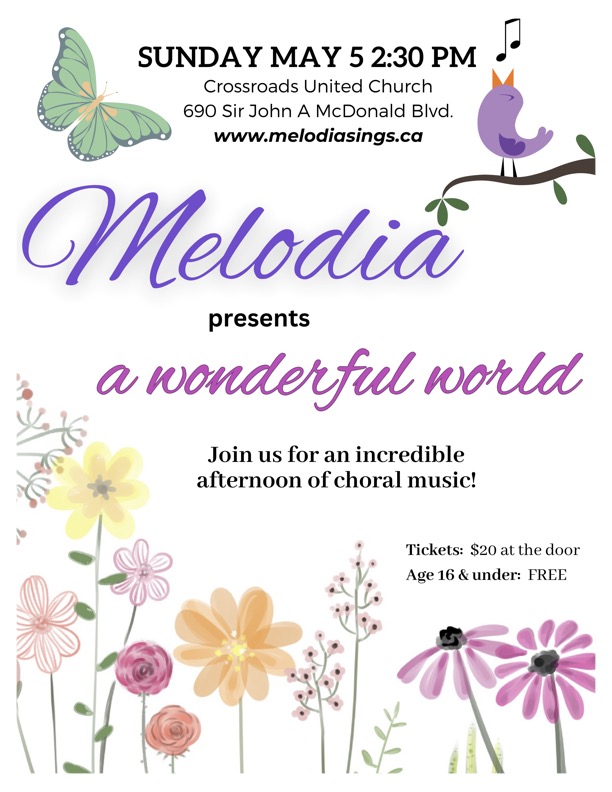 Melodia Spring Concert - May 7th @ Crossroads United Church