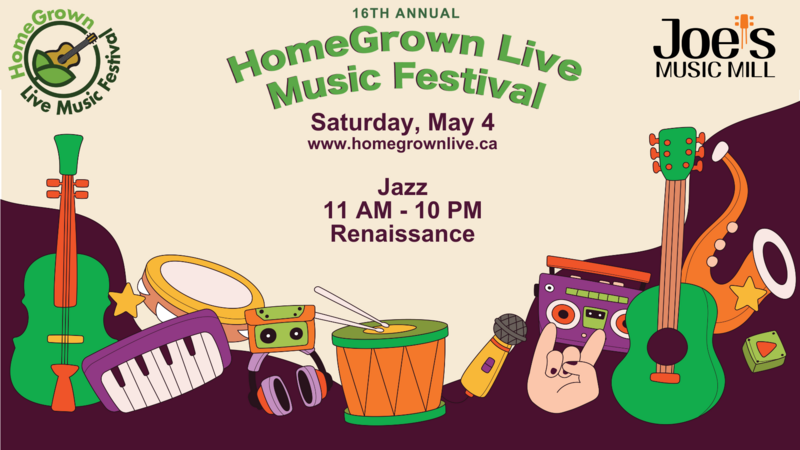 HomeGrown Live Music Festival: Euro Caf&eacute; Duo, Django's Kitchen, Martello Alley Cats, The Jazz Quarter, Clear Breeze, Anne Lewis Trio, Slow Man Tofu, Inner Harbour Trio, The Saxobelles, Psychic Mojo, ChetGPT @ Renaissance May 4 2024 - May 19th @ Renaissance