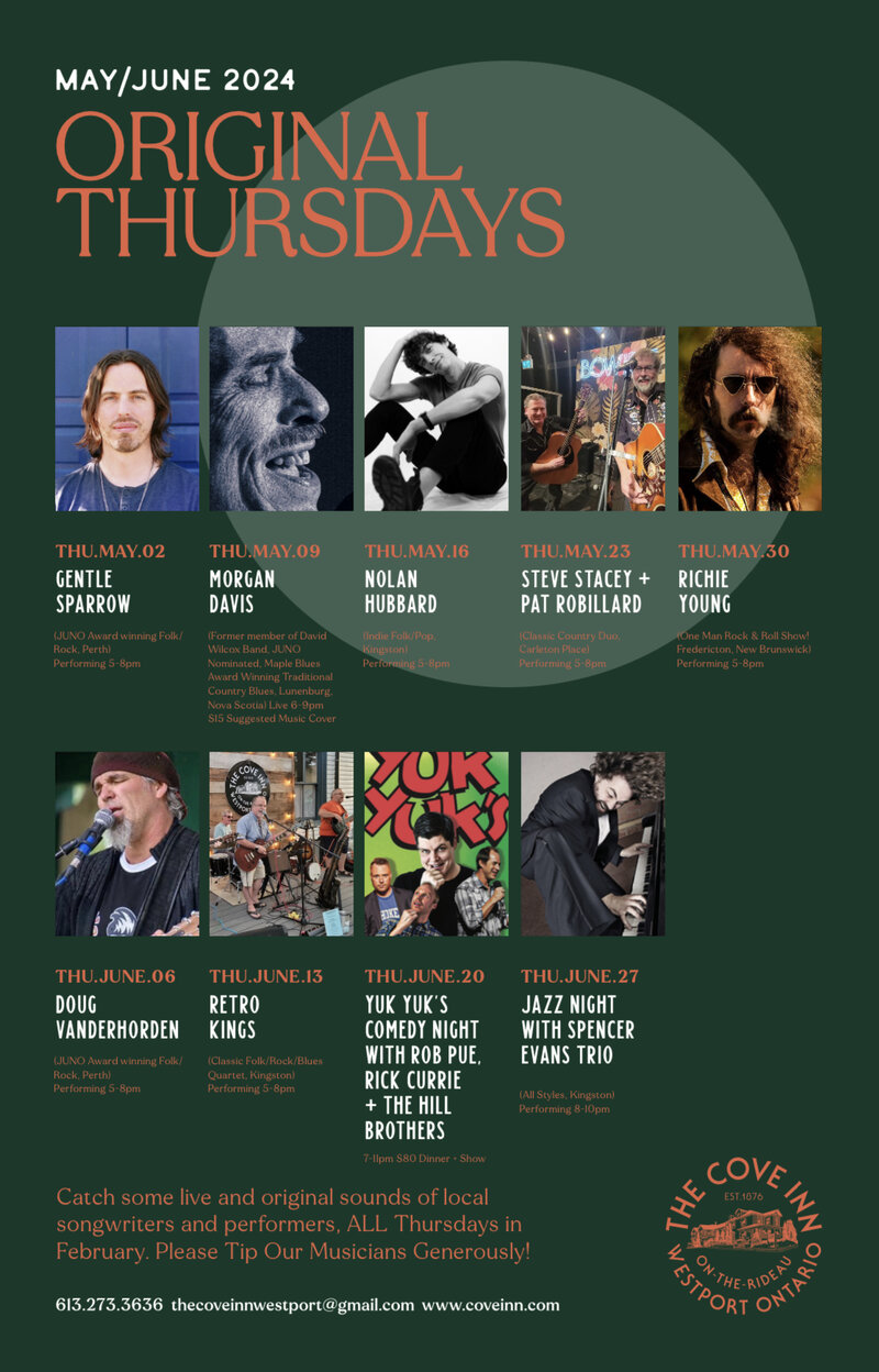 Original Thursdays: Gentle Sparrow @ The Cove Inn May 2 2024 - Jun 14th @ The Cove Inn