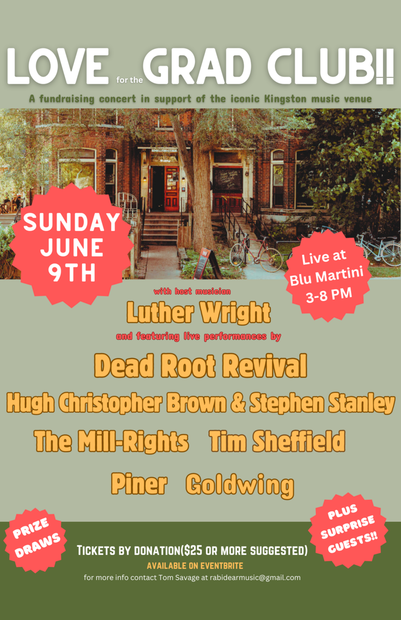 Love for The Grad Club: Luther Wright, Dead Root Revival, Hugh Christopher Brown, Stephen Stanley, The Mill•Rights, Tim Sheffield, Piner, Goldwing, Holy Wow, Jon McLurg Old Tyme Trio @ Blu Martini - Jun 09, 2024