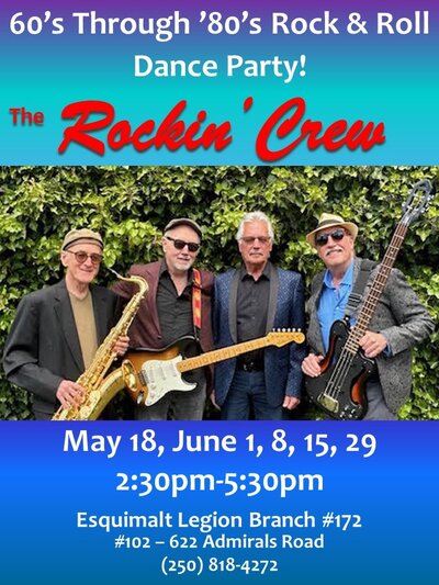 60's Through 80's Rock & Roll Dance Party - May 8th @ Esquimalt Legion