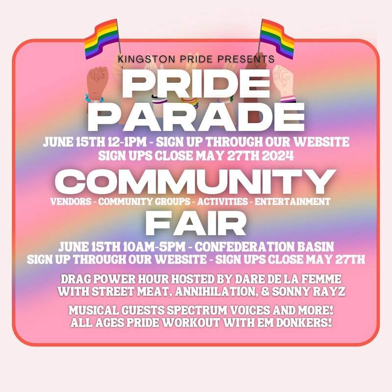 Kingston Pride Parade and Community Fair - May 6th @ Confederation Park