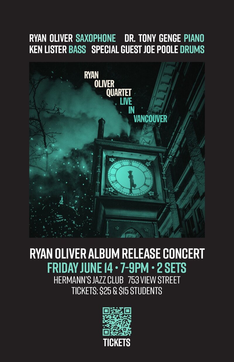 The Ryan Oliver Quartet Album Release Party! @ Hermann's Jazz Club Jun 14 2024 - May 7th @ Hermann's Jazz Club