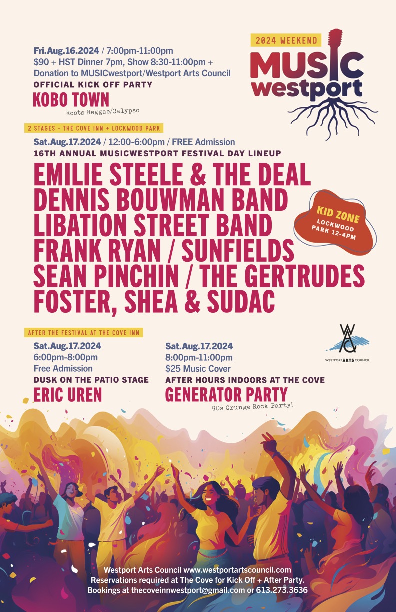 Emilie Steele & The Deal, Dennis Bouwman, Liberation Street Band, Frank Ryan, Sunfields, Sean Pinchin, The Gertrudes, Foster, Shea & Sudac @ The Cove Inn - Aug 17, 2024