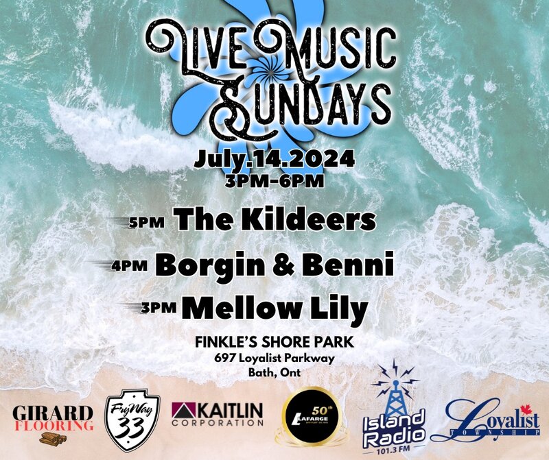 Live Music Sundays: The Kildeers, Borgin & Benni, Mellow Lily @ Finkle's Shore Park Jul 14 2024 - May 7th @ Finkle's Shore Park