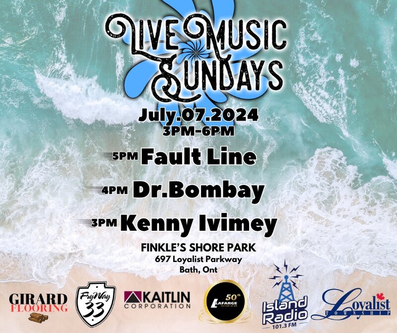 Live Music Sundays: Faultline, Dr. Bombay, Kenny Ivimey @ Finkle's Shore Park Jul 7 2024 - May 6th @ Finkle's Shore Park