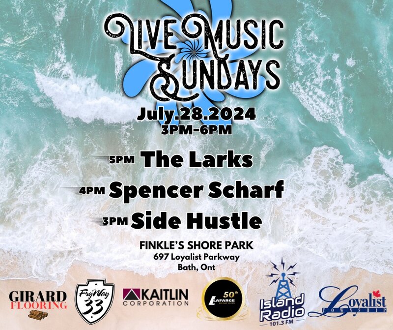 Live Music Sundays: SidE HUSTLE, Spencer Scharf, Chris Giguere & The Larks @ Finkle's Shore Park Jul 28 2024 - May 6th @ Finkle's Shore Park