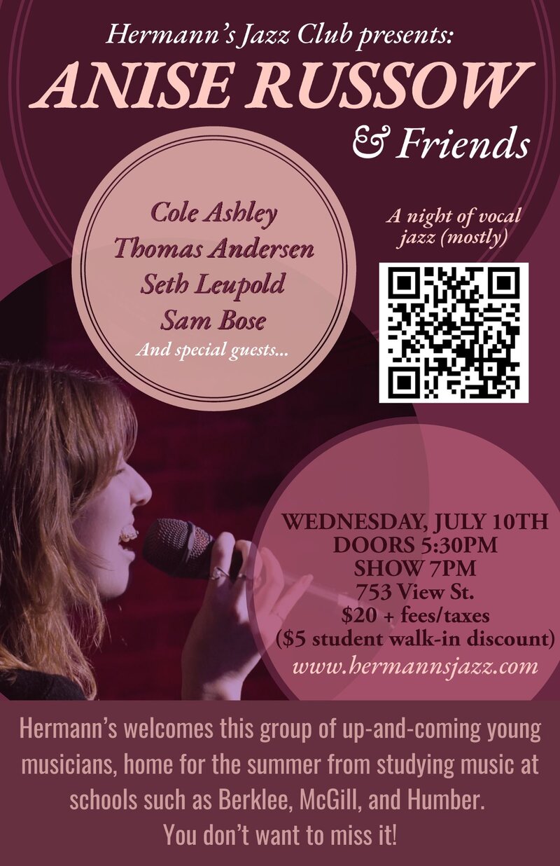 Anise Russow & Friends - May 7th @ Hermann's Jazz Club
