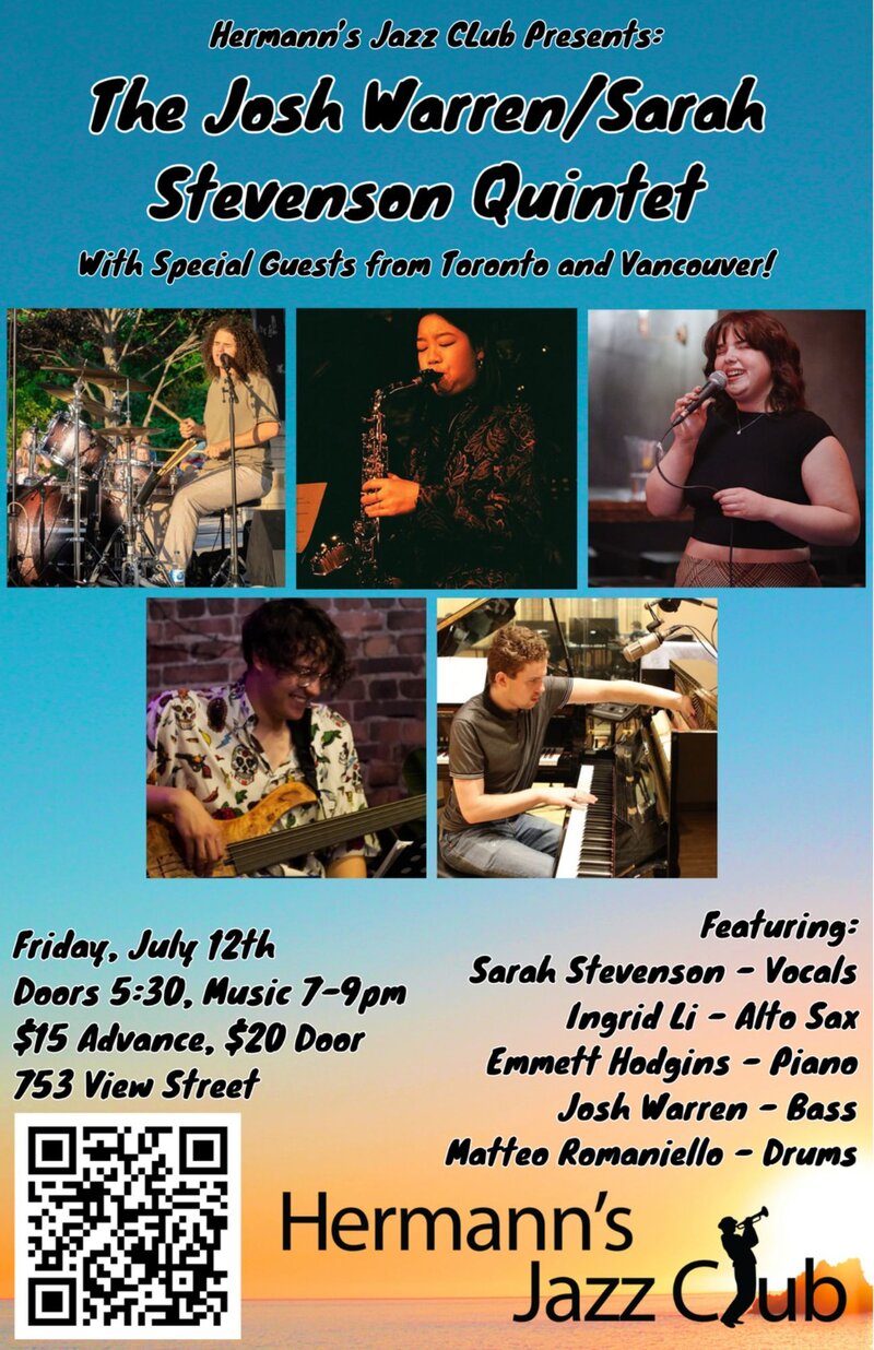 Josh Warren/Sarah Stevenson Quintet - May 7th @ Hermann's Jazz Club