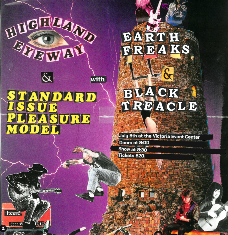 Island Tour: standard issue pleasure model, Highland Eyeway, Black Treacle, Earth Freaks @ Victoria Event Centre Jul 6 2024 - May 9th @ Victoria Event Centre