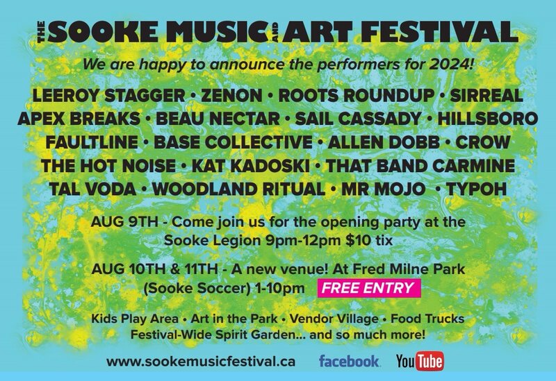 Sooke Music and art festival - May 1st @ Fred Milne park