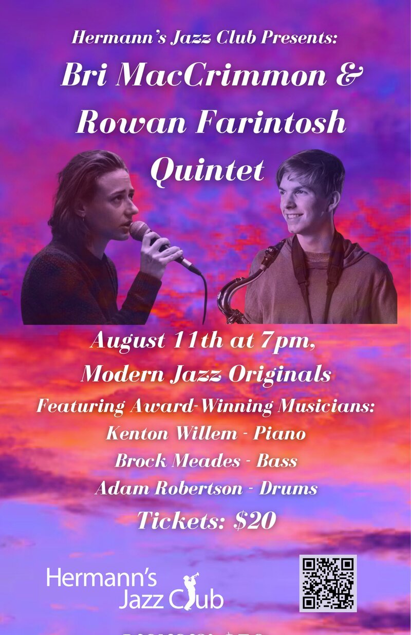 Bri MacCrimmon & Rowan Farintosh Quintet - May 7th @ Hermann's Jazz Club