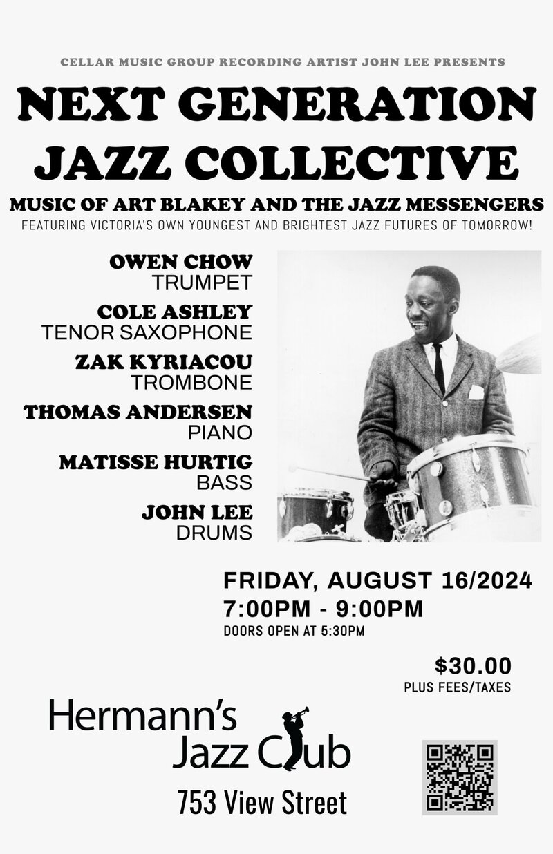 Next Generation Jazz Collective: The Music Of Art Blakey And The Jazz Messengers - Jun 4th @ Hermann's Jazz Club