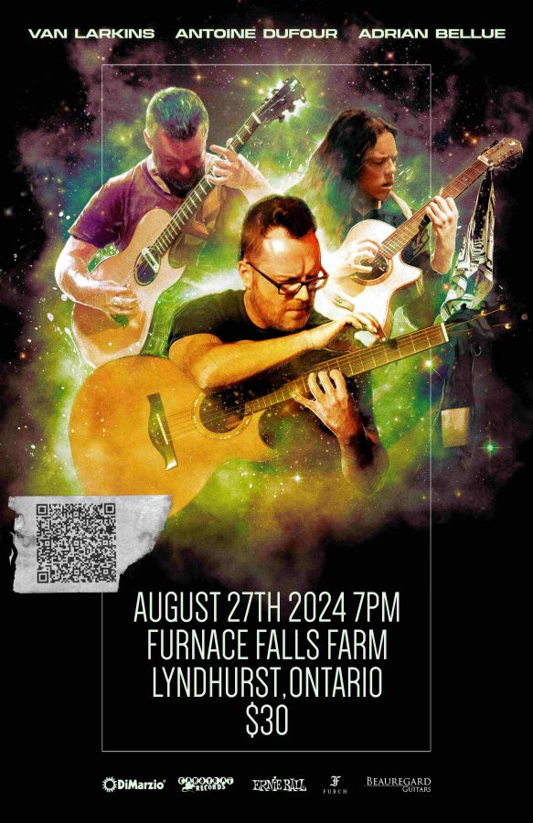 Acoustic Guitar Night: Antoine Dufour, Adrian Bellue, Van Larkins @ Furnace Falls Farm Aug 27 2024 - May 9th @ Furnace Falls Farm