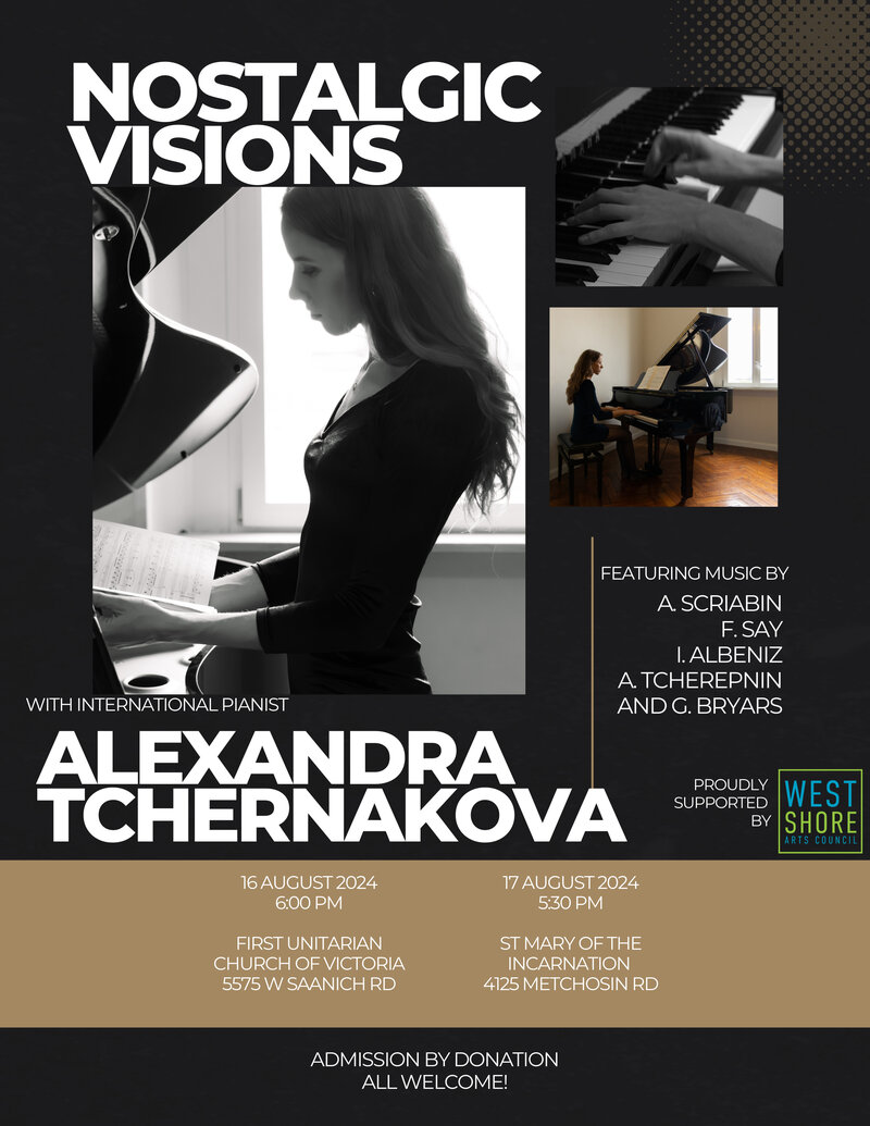 Nostalgic Visions Piano Concert - May 1st @ First Unitarian Church of Victoria