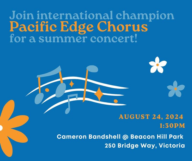 FREE Harmony in the Park concert with PACIFIC EDGE CHORUS - May 8th @ Stage in the Park (Cameron Bandshell)