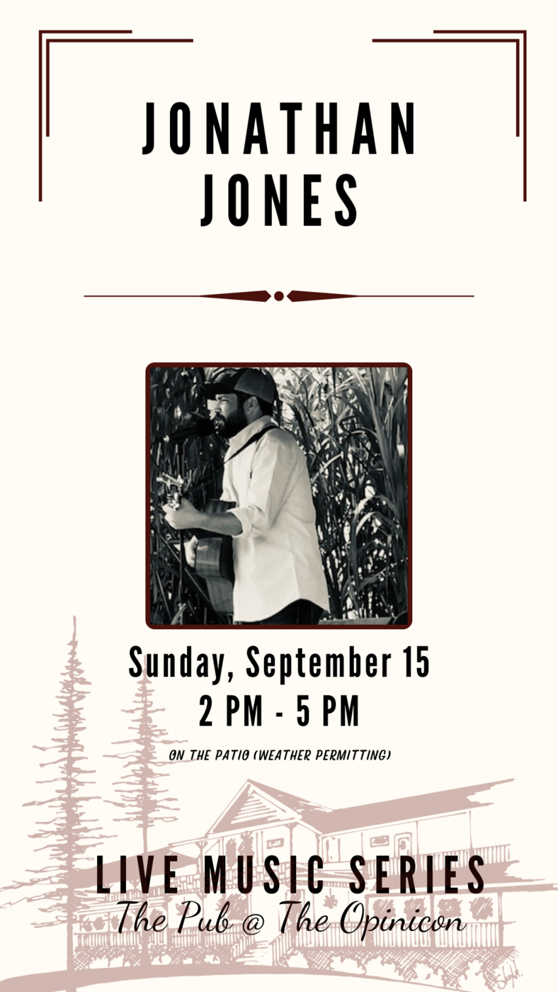 Live Music Series: Jonathan Jones @ The Opinicon Sep 15 2024 - May 1st @ The Opinicon