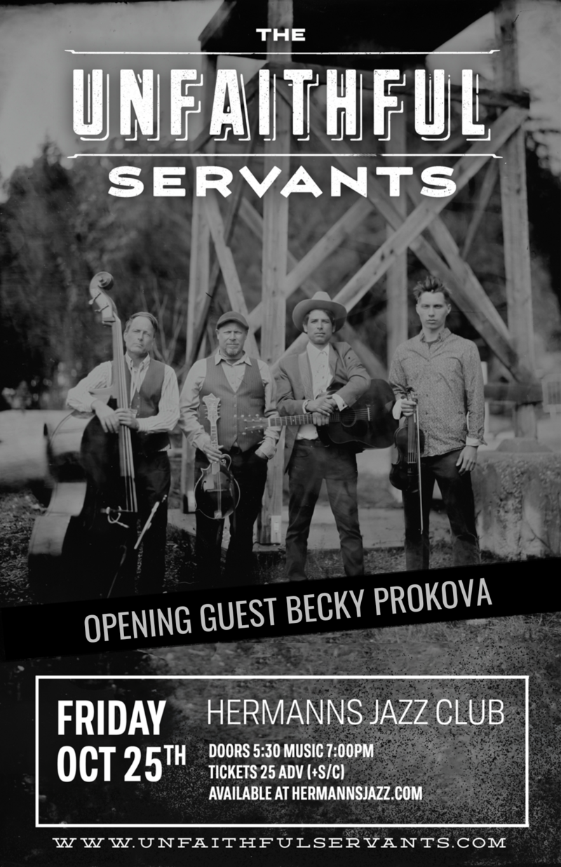The Unfaithful Servants w/ special guest Becky Prokova - May 6th @ Hermann's Jazz Club