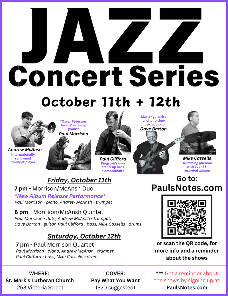 Jazz Concert Series: Paul Morrison Quartet - May 6th @ St. Mark's Lutheran Church