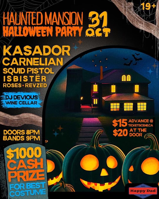 Haunted Mansion Halloween Party: Kasador, Carnelian, SQUID Pistol, Isbist&euml;r, The Roses, RevZed, DJ Devious @ The Mansion Oct 31 2024 - May 6th @ The Mansion