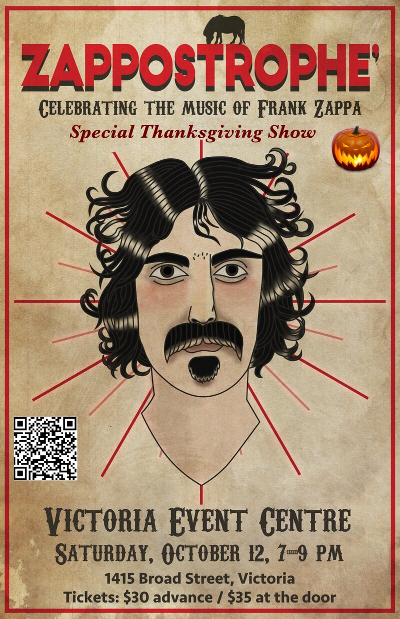 Zappostrophe' - celebrating the music of Frank Zappa - May 6th @ Victoria Event Centre