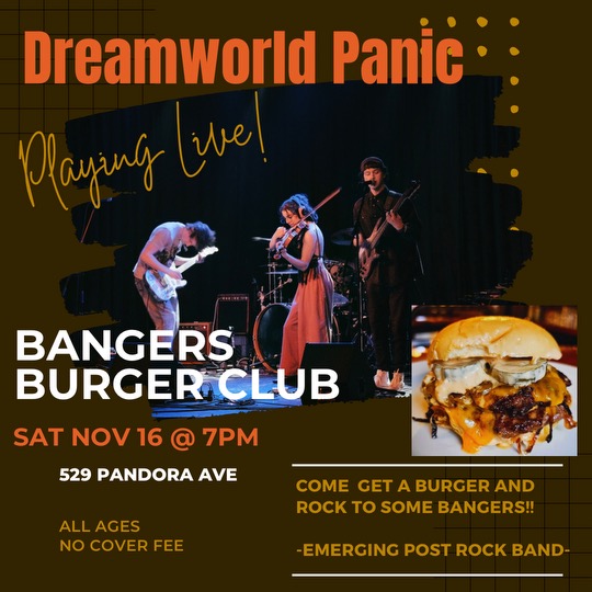Dreamworld Panic at Banger's Burger Club (NO COVER) - May 13th @ Bangers Burger Club