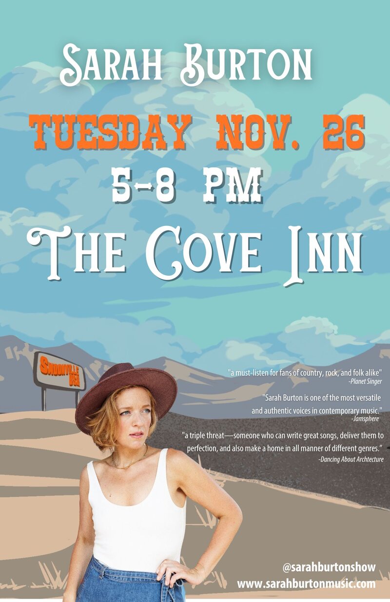 Sarah Burton    @ The Cove Inn Nov 26 2024 - Jun 13th @ The Cove Inn