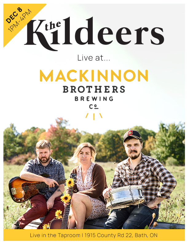 The Kildeers live at Mackinnons Brothers @ MacKinnon Brothers Brewery Dec 8 2024 - May 5th @ MacKinnon Brothers Brewery