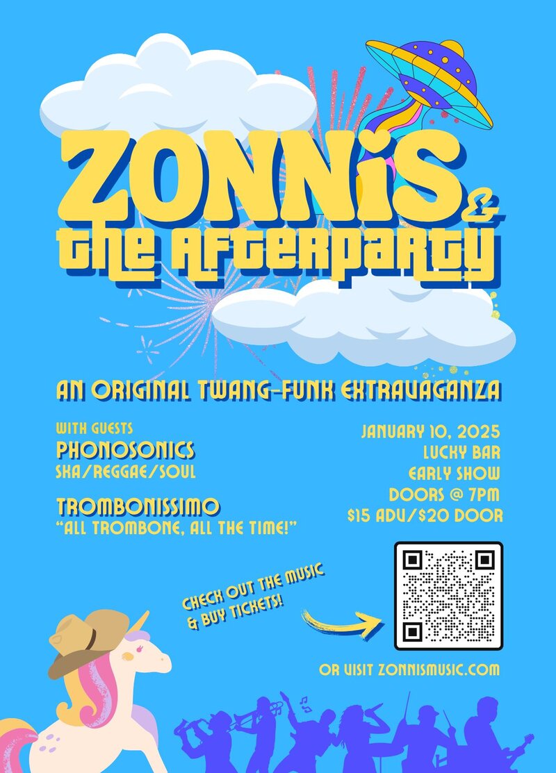 Zonnis & The Afterparty, Phonosonics, Trombonissimo - May 9th @ Lucky Bar