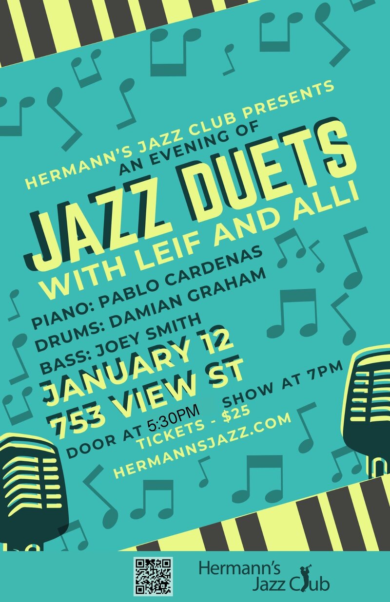 Jazz Duets with Leif Bradshaw and Alli Bean - May 7th @ Hermann's Jazz Club