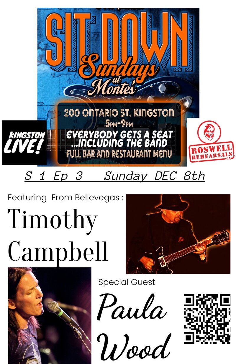 Sit Down Sunday S1 Ep3: Timothy Campbell, Paula Wood  @ Monte's Dec 8 2024 - May 6th @ Monte's